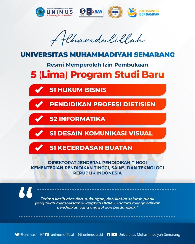 Sasar Tren Masa Depan, UNIMUS Resmi Buka 5 Prodi Baru: Ada S1 Kecerdasan Buatan hingga Hukum Bisnis